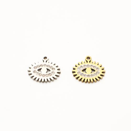 Rhinestone Stainless Steel Pendants, 304 Stainless Steel, plated, DIY & with rhinestone & hollow 