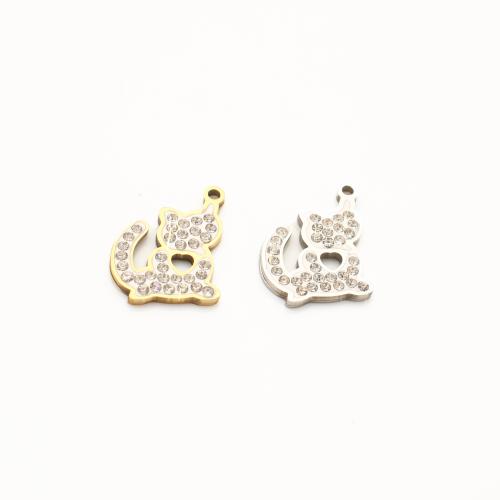 Rhinestone Stainless Steel Pendants, 304 Stainless Steel, plated, DIY & with rhinestone & hollow 