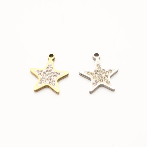 304 Stainless Steel Pendant, Star, plated, DIY & with rhinestone 