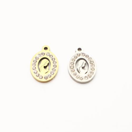 304 Stainless Steel Pendant, plated, DIY & with rhinestone & hollow 