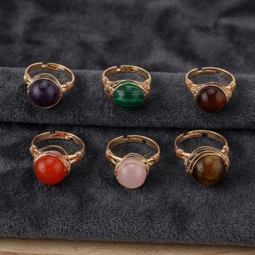 Gemstone Cuff Finger Ring, with Zinc Alloy, gold color plated, fashion jewelry & Unisex 