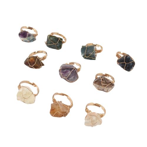 Gemstone Cuff Finger Ring, with Zinc Alloy, gold color plated, fashion jewelry & Unisex 