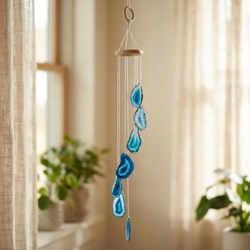 Agate Hanging Ornaments, with Wood 