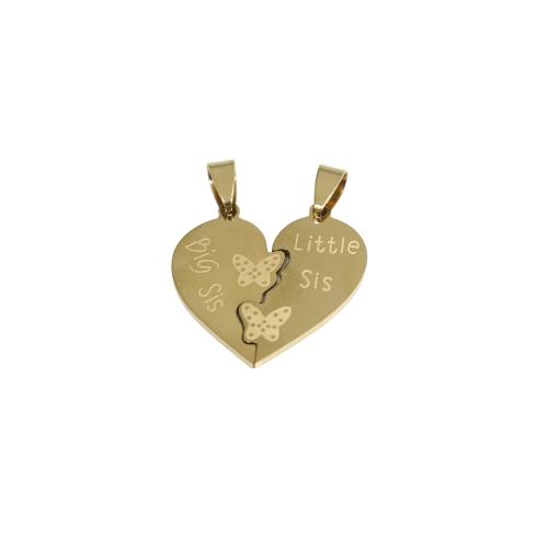 304 Stainless Steel Puzzle Pendant, Heart, gold color plated, DIY 