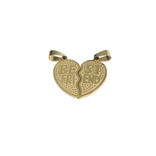304 Stainless Steel Puzzle Pendant, Heart, gold color plated, DIY & with letter pattern 