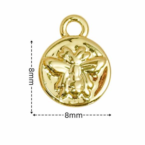 Cubic Zirconia Micro Pave Brass Pendants, Bee, gold color plated, DIY & micro pave cubic zirconia & enamel 