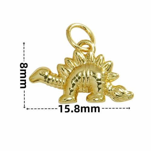 Cubic Zirconia Micro Pave Brass Pendants, Dinosaur, gold color plated, DIY & micro pave cubic zirconia 