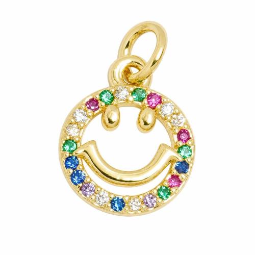 Cubic Zirconia Micro Pave Brass Pendants, emotion, gold color plated, DIY & micro pave cubic zirconia & enamel 