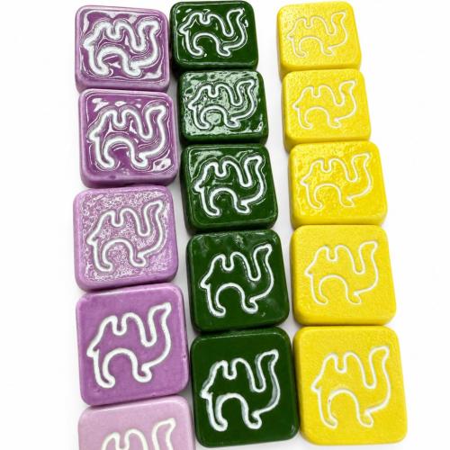 Porcelain Animal Beads, Square, DIY 20mm 
