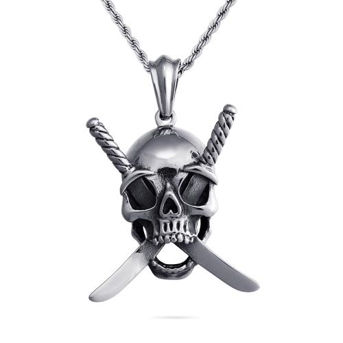 Titanium Steel Pendants, Skull, punk style & DIY, original color 
