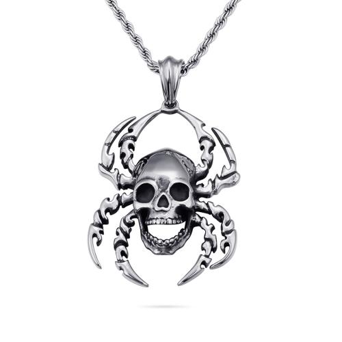 Titanium Steel Pendants, Spider, Halloween Design & punk style & DIY, original color 