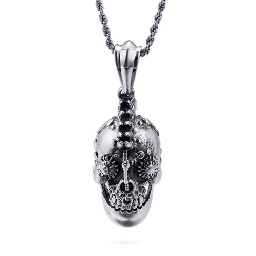 Titanium Steel Pendants, Skull, vintage & DIY, original color 
