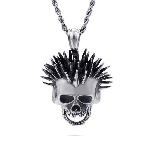 Titanium Steel Pendants, Skull, vintage & DIY, original color 