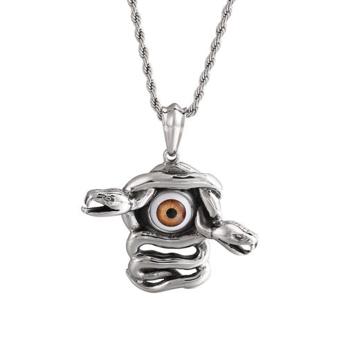 Titanium Steel Pendants, with Acrylic, Evil Eye, DIY, original color 