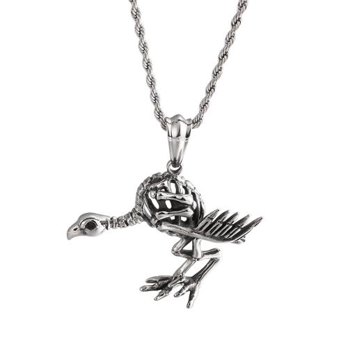 Titanium Steel Pendants, Bird, vintage & DIY & hollow, original color 