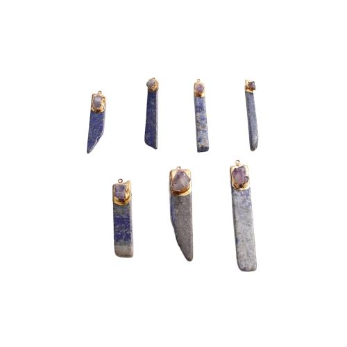 pendentif en alliage zinc à gemme , Lapis lazuli, avec Cristal naturel & alliage de zinc, Placage, DIY & styles différents pour le choix, pendant size 45-67*9-11*9-12mm, Vendu par PC
