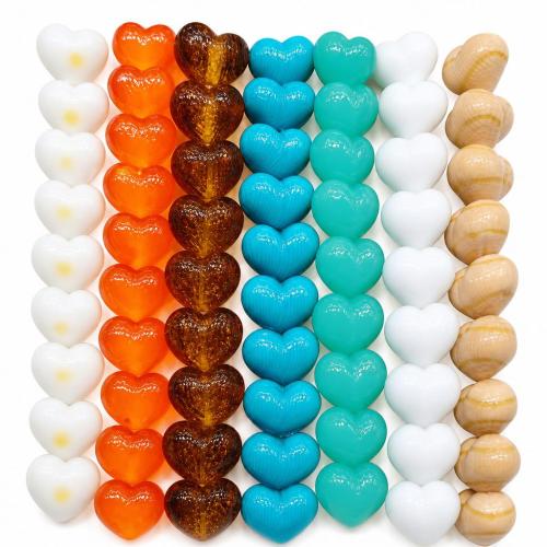 Perles murano faites à la main , chalumeau, coeur, dessiné à la main, DIY, plus de couleurs à choisir, 12mm Vendu par sac