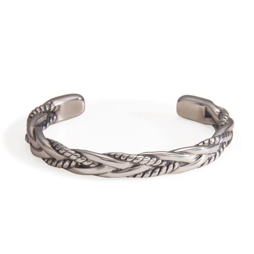 Titanium Steel Cuff Bangle, polished, punk style & for man, original color, Inner Approx 64mm 