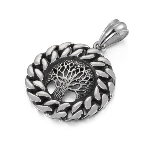 Titanium Steel Pendants, Tree, vintage & DIY, original color, 39mm 