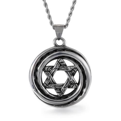 Titanium Steel Pendants, Hexagram, vintage & DIY, original color, 39mm 