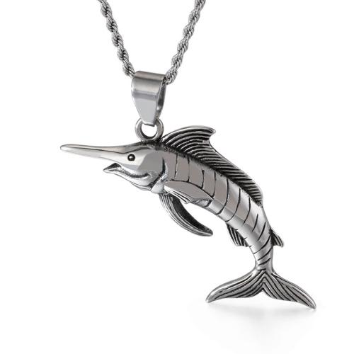 Titanium Steel Pendants, Fish, vintage & DIY, original color 