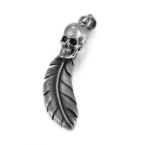 Titanium Steel Pendants, Feather, vintage & DIY, original color 