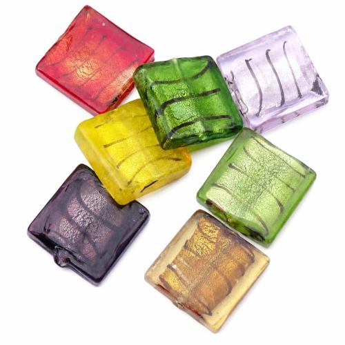 Perles murano feuille d'argent, chalumeau, cadre, banc à étirer, couleurs mélangées Environ 2mm Vendu par sac