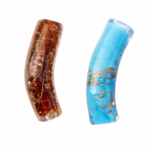 Gold Sand Lampwork Beads, Tube, handmade, mixed colors Approx 2mm 