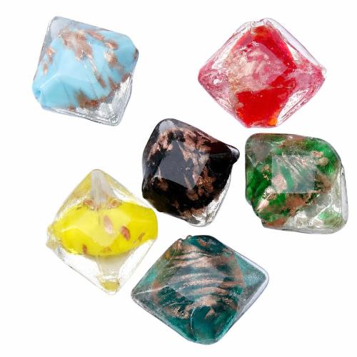 Goldsand Lampwork Perlen, Rhombus, handgemacht, gemischte Farben, 22x20x11mm, Bohrung:ca. 2mm, 1000PCs/Menge, verkauft von Menge