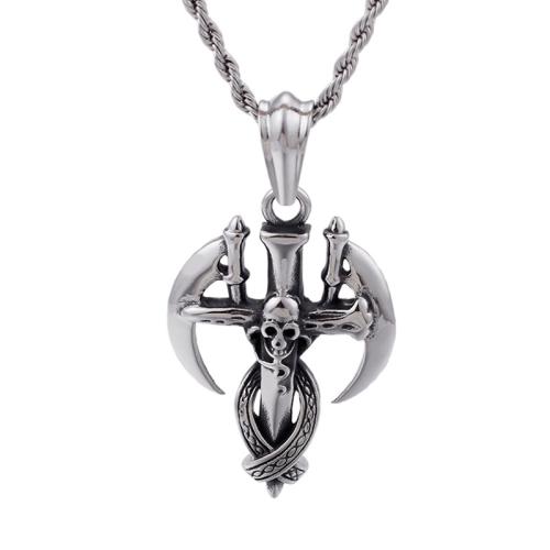 Titanium Steel Pendants, Sword, vintage & DIY & with skull pattern, original color 