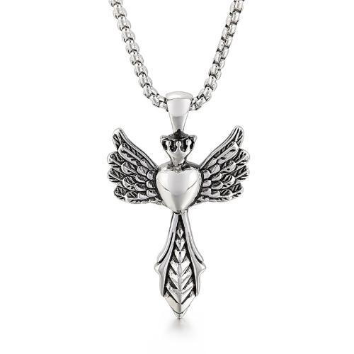 Titanium Steel Pendants, Angel Wing, vintage & DIY, original color 
