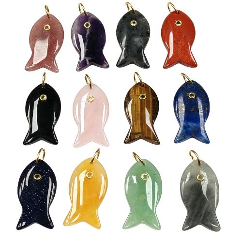 Gemstone Jewelry Pendants, Fish, DIY & with rhinestone 