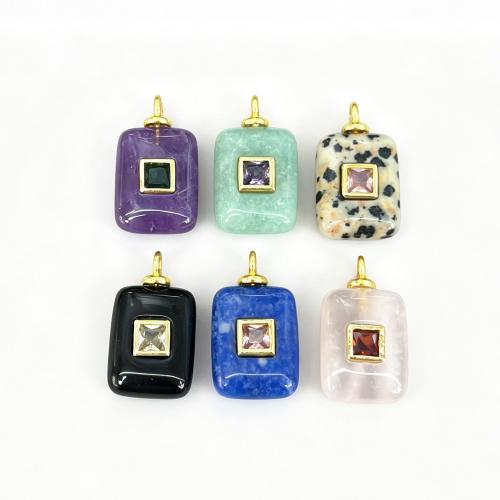 Gemstone Brass Pendants, with Brass, Geometrical Pattern, plated, DIY & micro pave cubic zirconia 