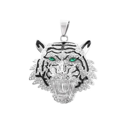 Titanium Steel Pendants, Tiger, DIY & with rhinestone, original color 