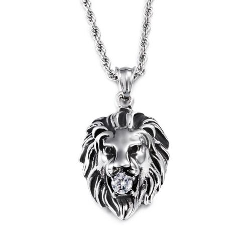 Titanium Steel Pendants, Lion, plated, DIY & with rhinestone 