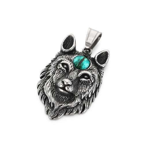 Titanium Steel Pendants, with Cats Eye, Wolf, vintage & DIY 
