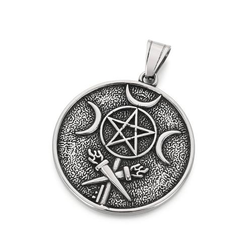 Titanium Steel Pendants, Flat Round, vintage & DIY original color, 40mm 