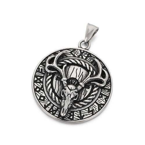 Titanium Steel Pendants, Flat Round, vintage & DIY original color, 40mm 