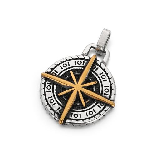 Titanium Steel Pendants, Compass, plated, vintage & DIY & blacken 
