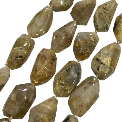 Rutilated Quartz Beads, irregular, polished, DIY & faceted, gold, beads size 11-17x21-30MM Approx 38 cm 