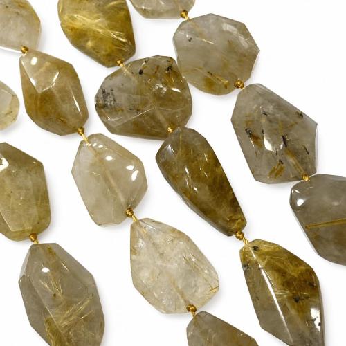 Rutilated Quartz Beads, irregular, polished, DIY & faceted, gold, beads size 12- 22-26MM Approx 38 cm 