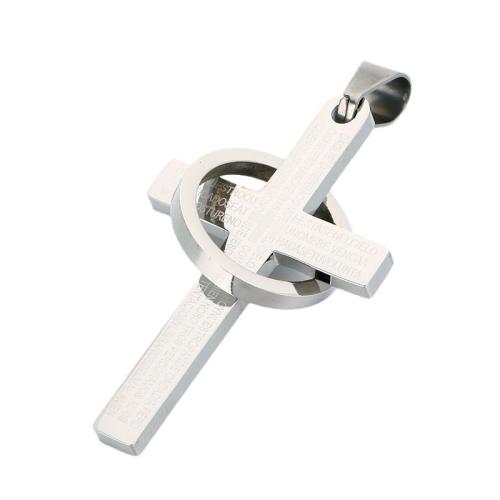 Titanium Steel Pendants, Cross, plated, DIY & with letter pattern 