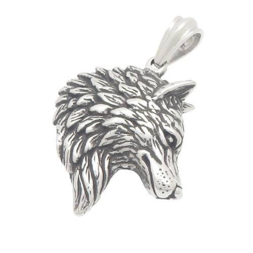 Stainless Steel Animal Pendants, 304 Stainless Steel, Wolf, plated, DIY 