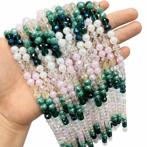 Abalorios de Vidrio Mezclados, Esférico, Bricolaje & facetas, más colores para la opción, 8mm, longitud:aproximado 38 cm, Vendido por Sarta