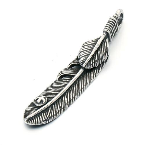 Stainless Steel Feather Pendants, 304 Stainless Steel, vintage & DIY original color 