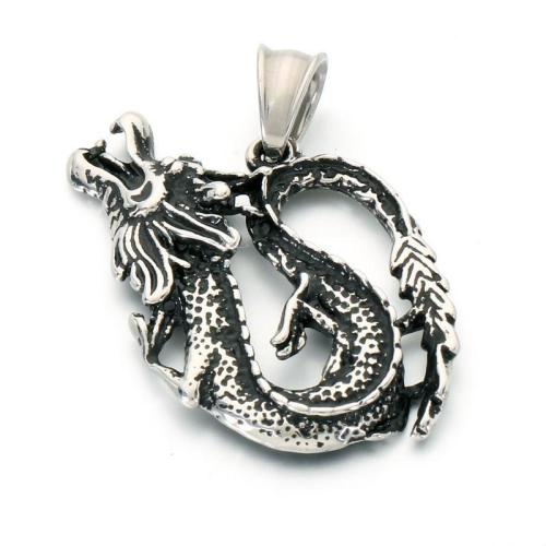 Stainless Steel Animal Pendants, 304 Stainless Steel, Dragon, vintage & DIY original color 