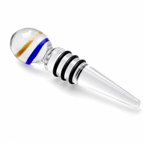 Lampwork Bottle Stopper, with Crystal, Oval, silver foil 