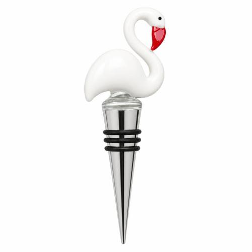 Lampwork Bottle Stopper, with Zinc Alloy, Swan, white 