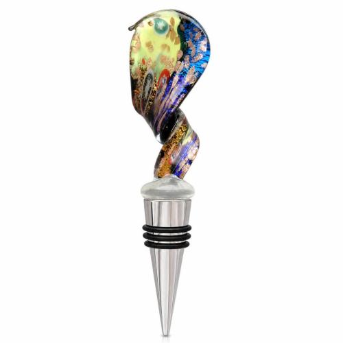 Lampwork Bottle Stopper, with Zinc Alloy, Twist, gold sand & gold sand 