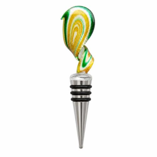 Lampwork Bottle Stopper, with Zinc Alloy, Twist, silver foil 